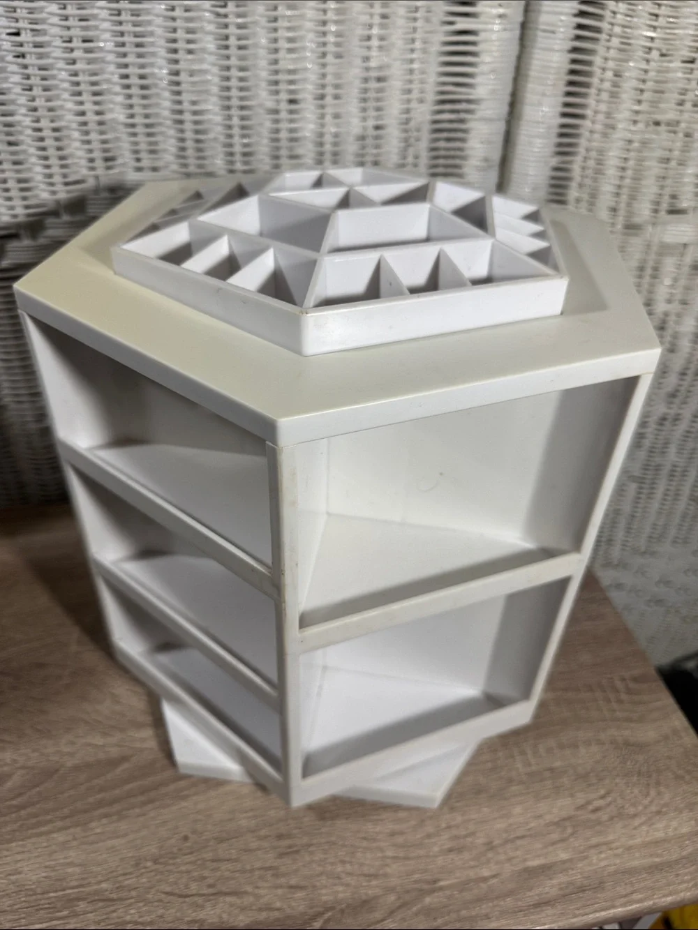 White Hexagonal Rotating Makeup Organizer - Unbranded